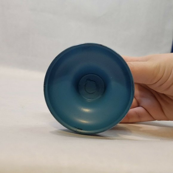 P & A Manufacturing Company Acorn Blue Glass Miniature Oil  BLUE OIL LAMP ~ P&A Mfg Co Acorn ~ Miniature Metal ~ Early 1900s P & A